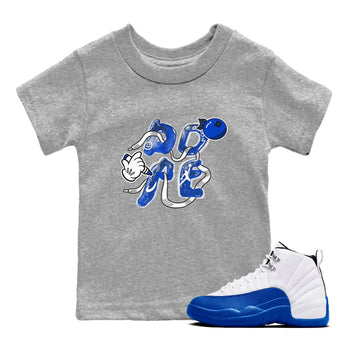 12s Blueberry shirts to match jordans Dope sneaker match tees Air Jordan 12 Blueberry SNRT Sneaker Release Tees Youth Baby Heather Grey 1 crew neck shirts