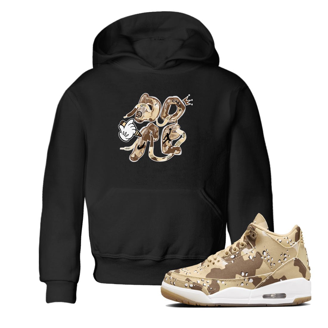 3s Desert Camo shirts to match jordans Dope sneaker match tees Air Jordan 3 Desert Camo SNRT Sneaker Tees streetwear brand Baby and Youth Black 1 cotton tee