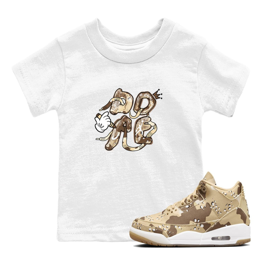 3s Desert Camo shirts to match jordans Dope sneaker match tees Air Jordan 3 Desert Camo SNRT Sneaker Tees streetwear brand Baby and Youth White 1 cotton tee