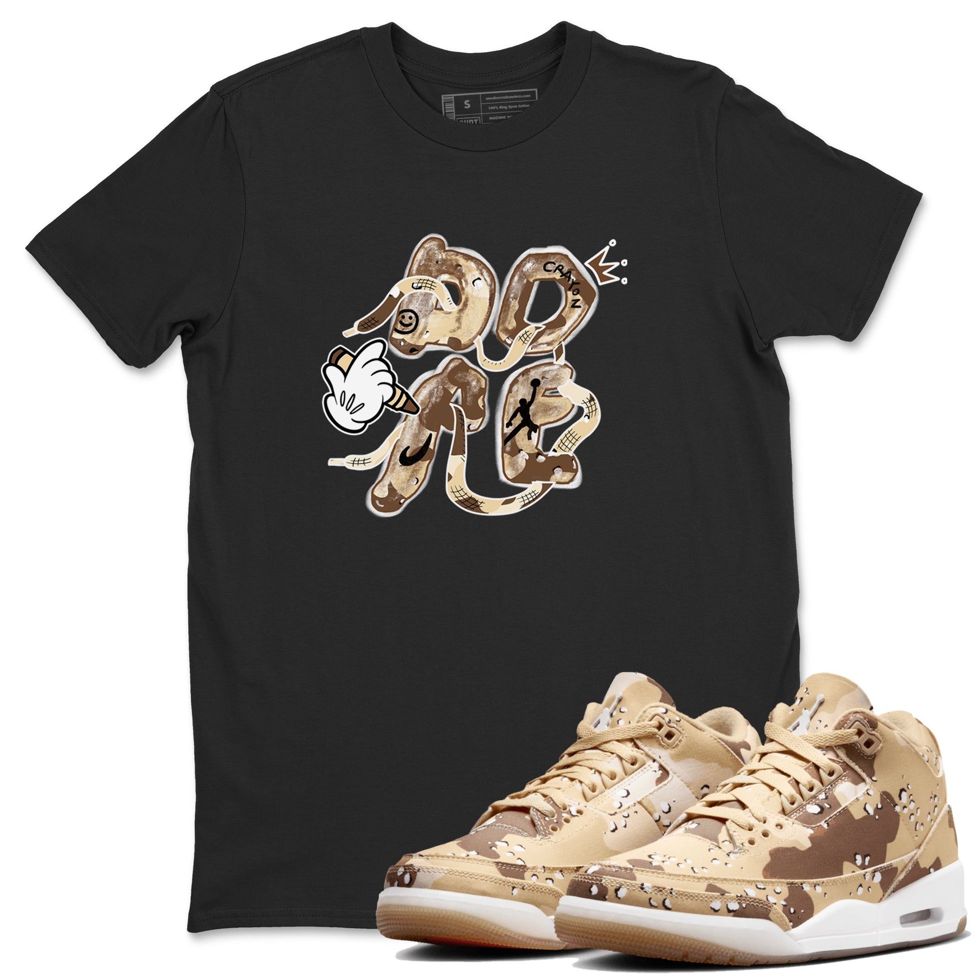 3s Desert Camo shirts to match jordans Dope sneaker match tees Air Jordan 3 Desert Camo SNRT Sneaker Tees streetwear brand Black 1 unisex cotton tee