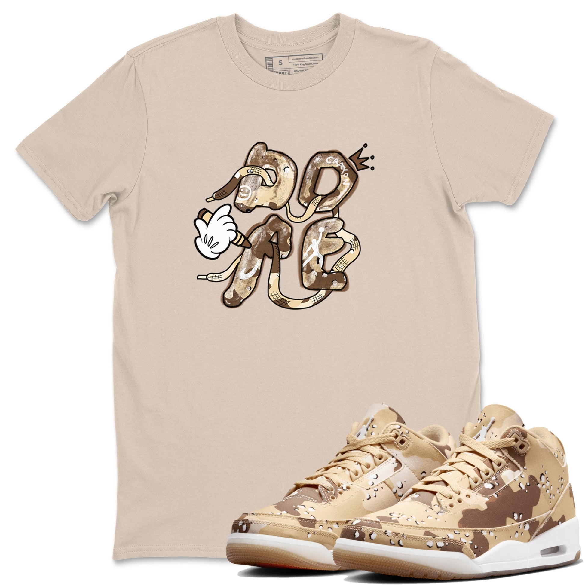 3s Desert Camo shirts to match jordans Dope sneaker match tees Air Jordan 3 Desert Camo SNRT Sneaker Tees streetwear brand Sand 1 unisex cotton tee