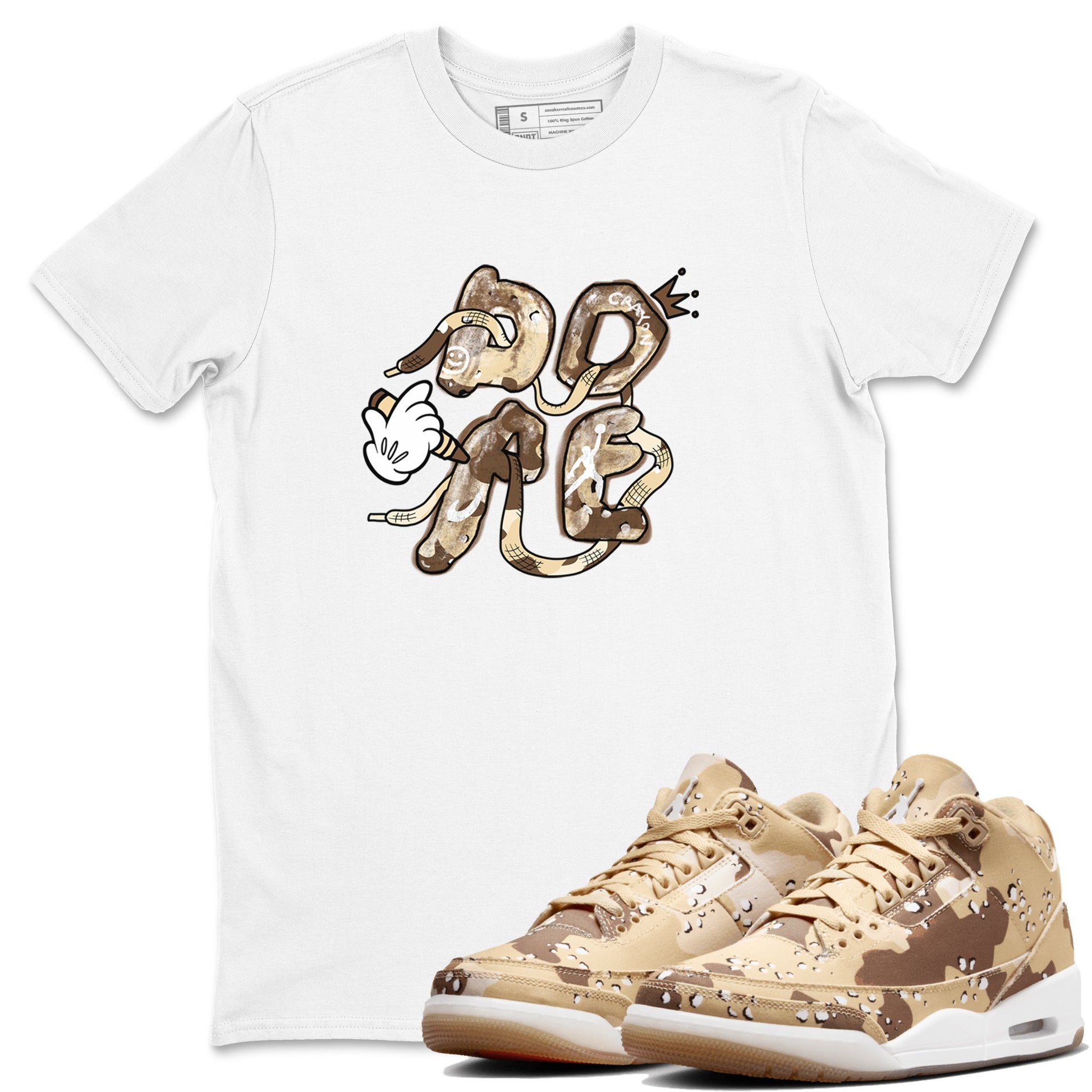 3s Desert Camo shirts to match jordans Dope sneaker match tees Air Jordan 3 Desert Camo SNRT Sneaker Tees streetwear brand White 1 unisex cotton tee