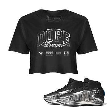 AE 1 Silver Metallic shirts to match jordans Dope Dreams graphic tees AE 1 Silver Metallic t shirts to match sneakers SNRT Sneaker Tees unisex cotton Black 1 crop tee