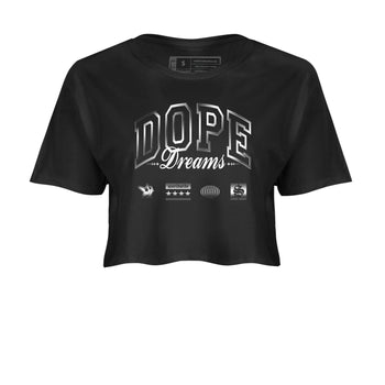 AE 1 Silver Metallic shirts to match jordans Dope Dreams graphic tees AE 1 Silver Metallic t shirts to match sneakers SNRT Sneaker Tees unisex cotton Black 2 crop tee