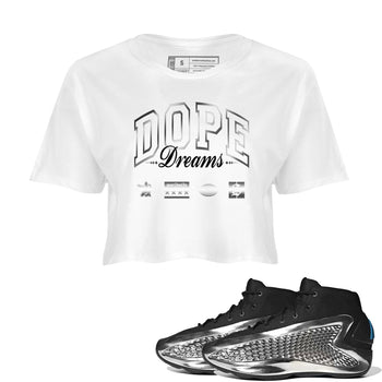AE 1 Silver Metallic shirts to match jordans Dope Dreams graphic tees AE 1 Silver Metallic t shirts to match sneakers SNRT Sneaker Tees unisex cotton White 1 crop tee