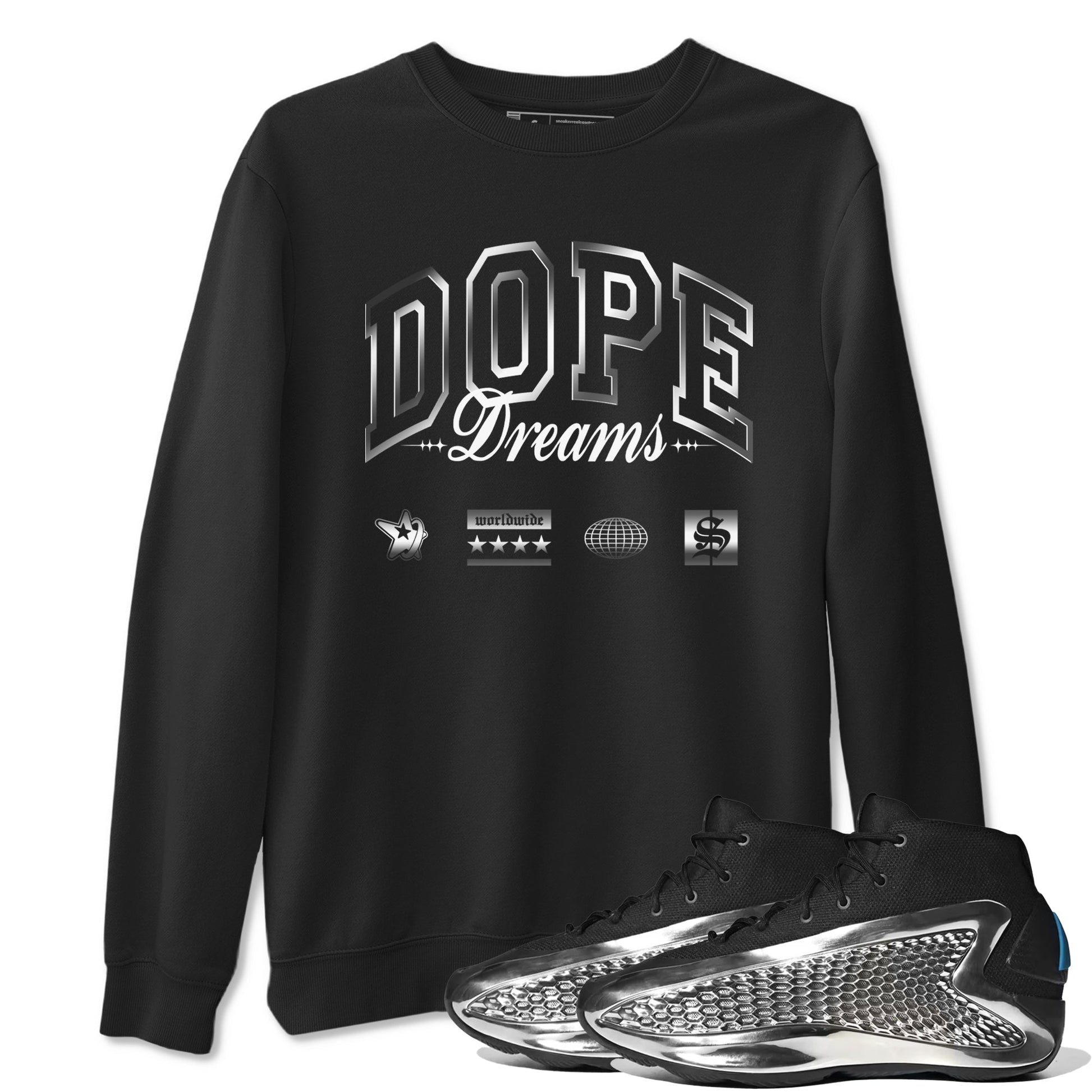 AE 1 Silver Metallic shirts to match jordans Dope Dreams graphic tees AE 1 Silver Metallic t shirts to match sneakers SNRT Sneaker Tees unisex cotton Black 1 shirts
