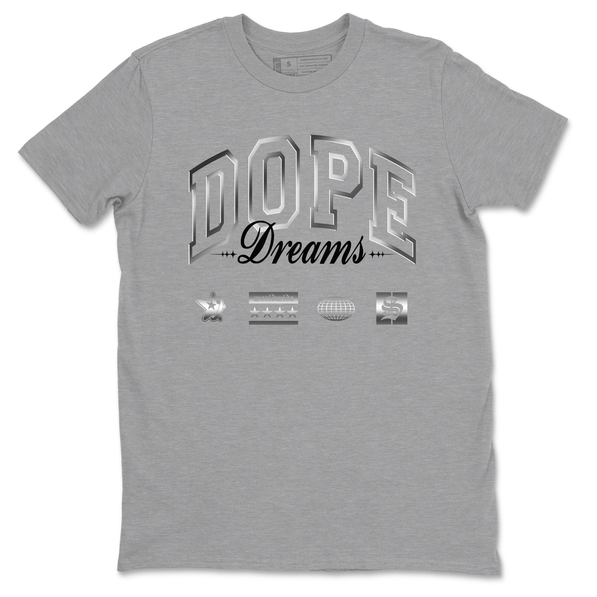 AE 1 Silver Metallic shirts to match jordans Dope Dreams graphic tees AE 1 Silver Metallic t shirts to match sneakers SNRT Sneaker Tees unisex cotton Heather Grey 2 shirts