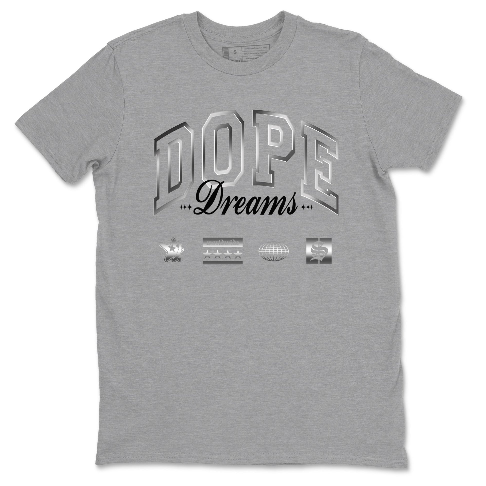 AE 1 Silver Metallic shirts to match jordans Dope Dreams graphic tees AE 1 Silver Metallic t shirts to match sneakers SNRT Sneaker Tees unisex cotton Heather Grey 2 shirts
