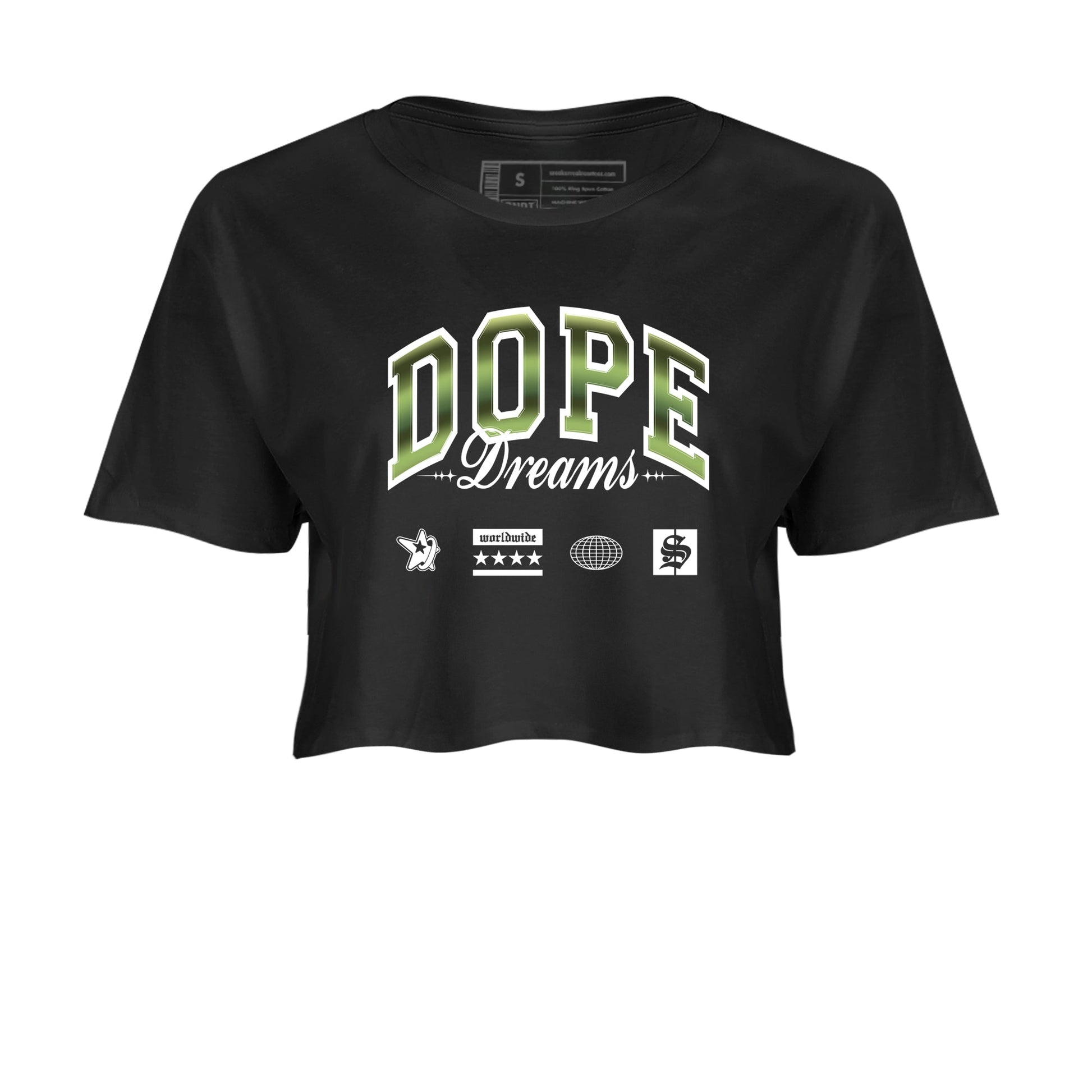 Sneaker match tees – Sneaker Tees To Match Air Foamposite One Pine Green Shoes – Dope Dreams Crop T-Shirt Black 2
