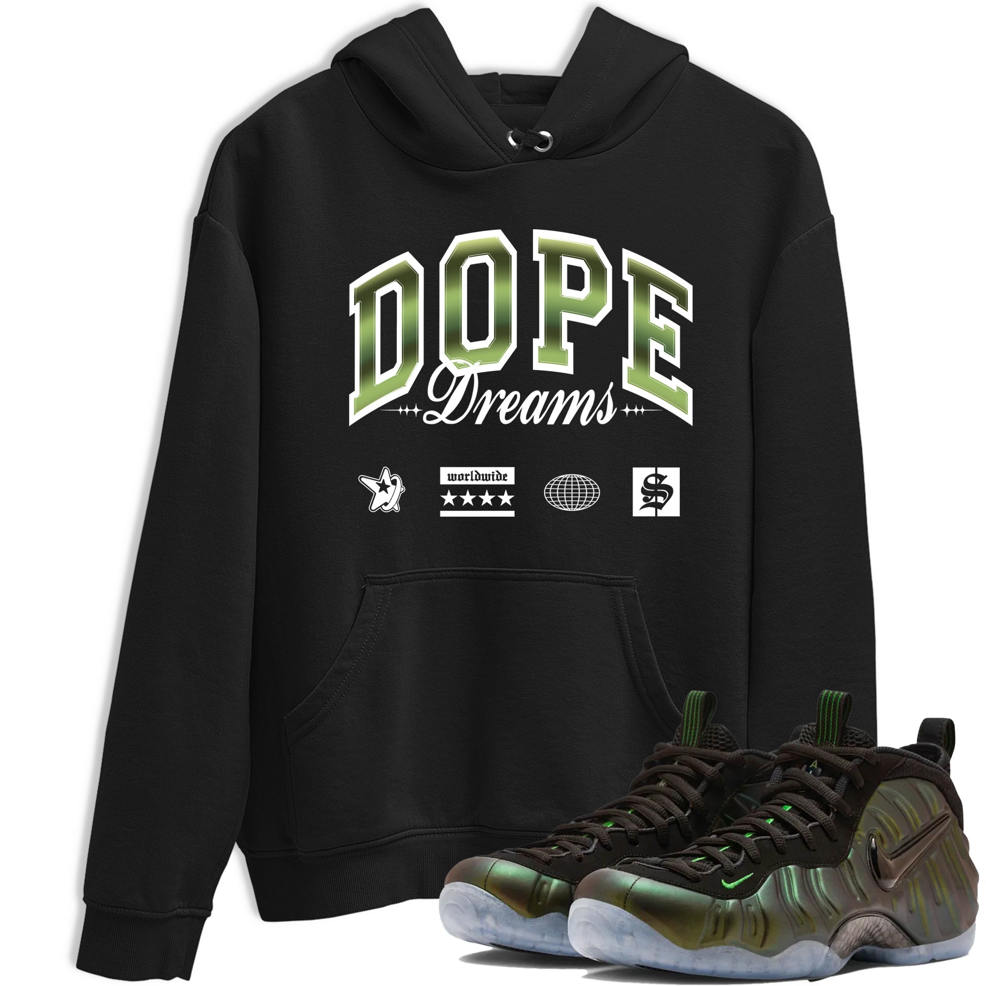 Sneaker match tees – Sneaker Tees To Match Air Foamposite One Pine Green Shoes – Dope Dreams Tee Black 1