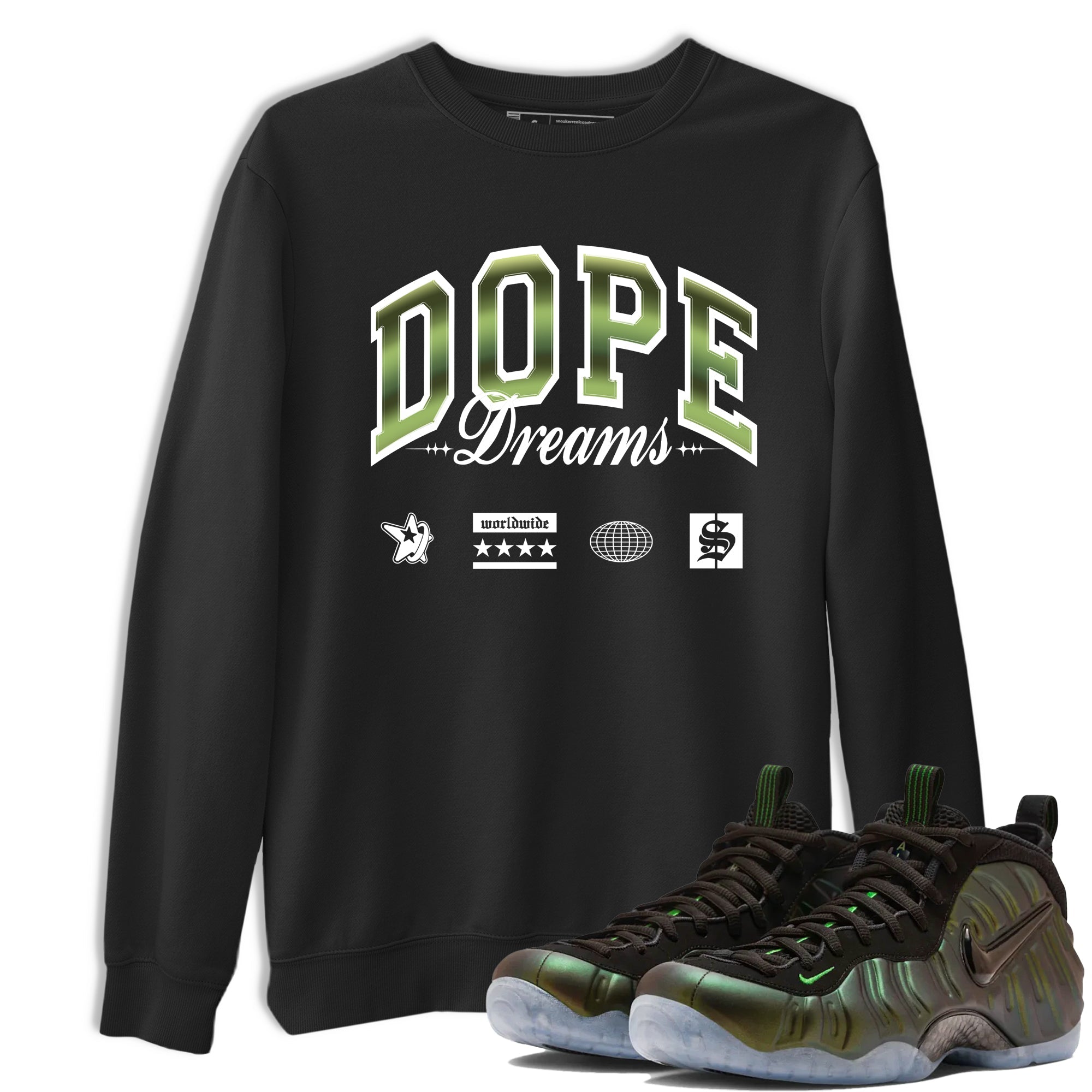 Sneaker match tees – Sneaker Tees To Match Air Foamposite One Pine Green Shoes – Dope Dreams Tee Black 1
