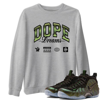 Sneaker match tees – Sneaker Tees To Match Air Foamposite One Pine Green Shoes – Dope Dreams Tee Heather Grey 1