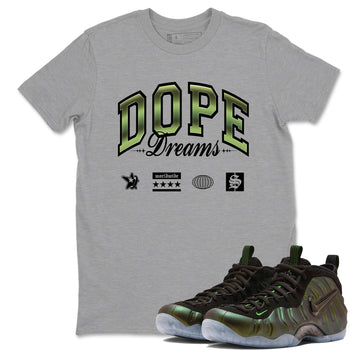 Sneaker match tees – Sneaker Tees To Match Air Foamposite One Pine Green Shoes – Dope Dreams Tee Heather Grey 1