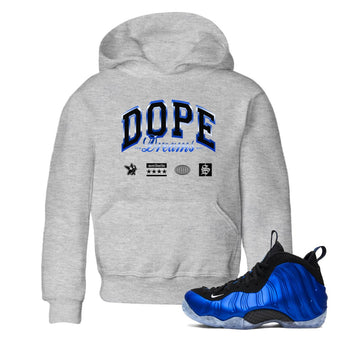 Air Foamposite One Royal shirts to match jordans Dope Dreams sneaker match tees Air Foamposite One Royal SNRT Sneaker Release Tees Youth Baby Heather Grey 1 crew neck shirts