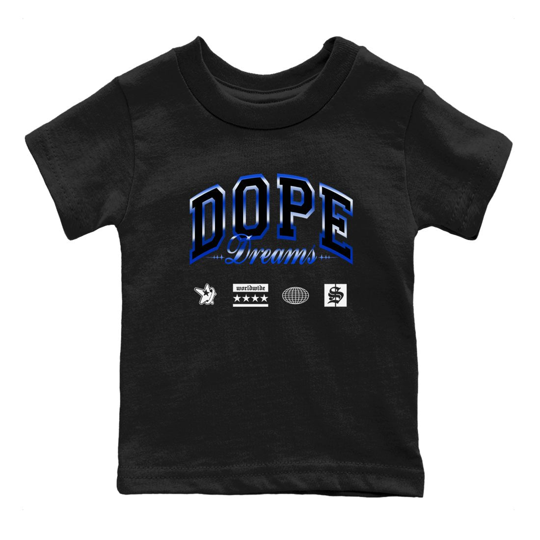 Air Foamposite One Royal shirts to match jordans Dope Dreams sneaker match tees Air Foamposite One Royal SNRT Sneaker Release Tees Youth Baby Black 2 crew neck shirts