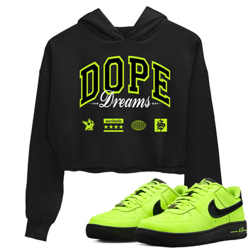 AF1 Volt shirts to match jordans Dope Dreams sneaker match tees Air Force 1 Volt match shoes to clothes SNRT Sneaker Tees unisex cotton Black 1 crop tee