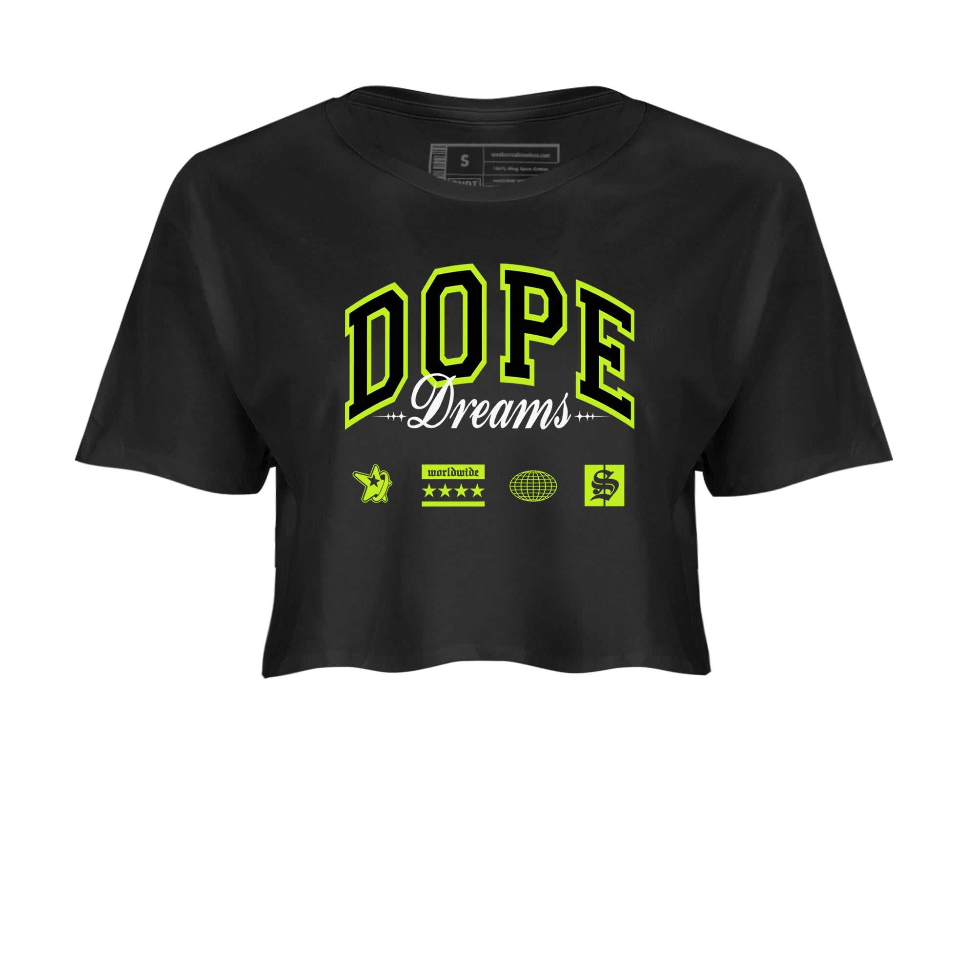 AF1 Volt shirts to match jordans Dope Dreams sneaker match tees Air Force 1 Volt match shoes to clothes SNRT Sneaker Tees unisex cotton Black 2 crop tee