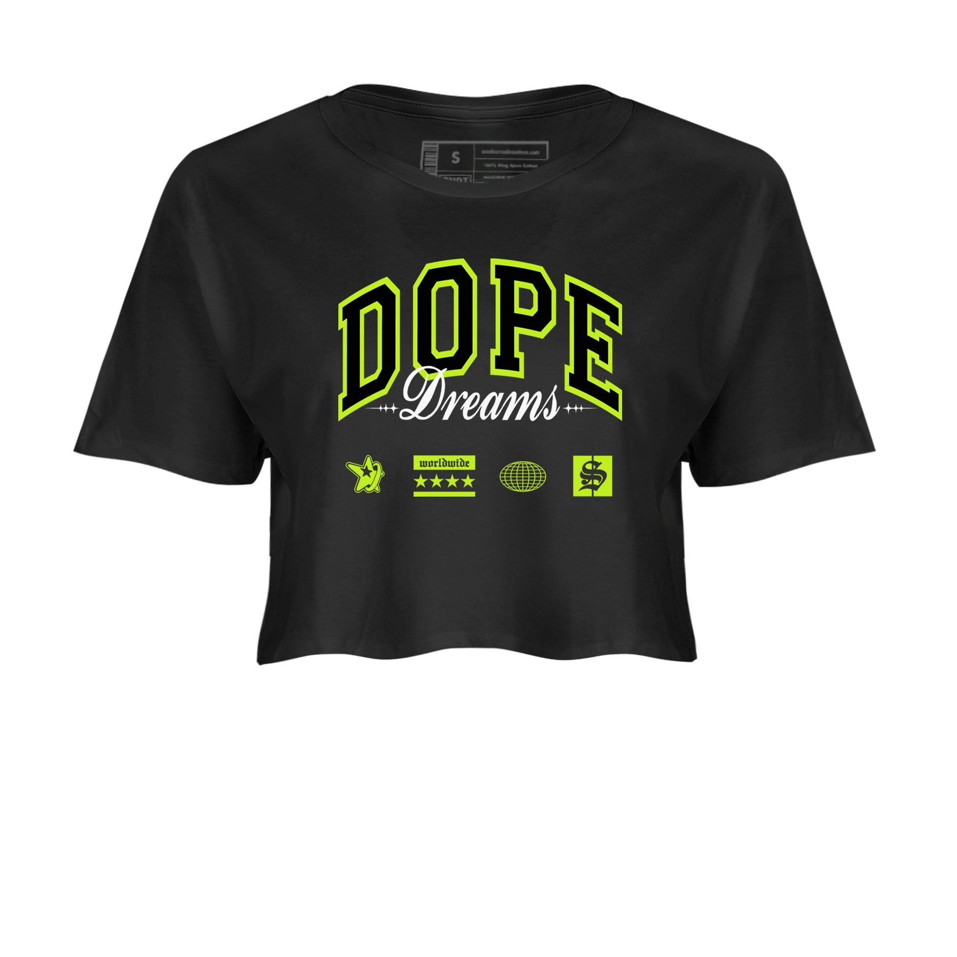 AF1 Volt shirts to match jordans Dope Dreams sneaker match tees Air Force 1 Volt match shoes to clothes SNRT Sneaker Tees unisex cotton Black 2 crop tee