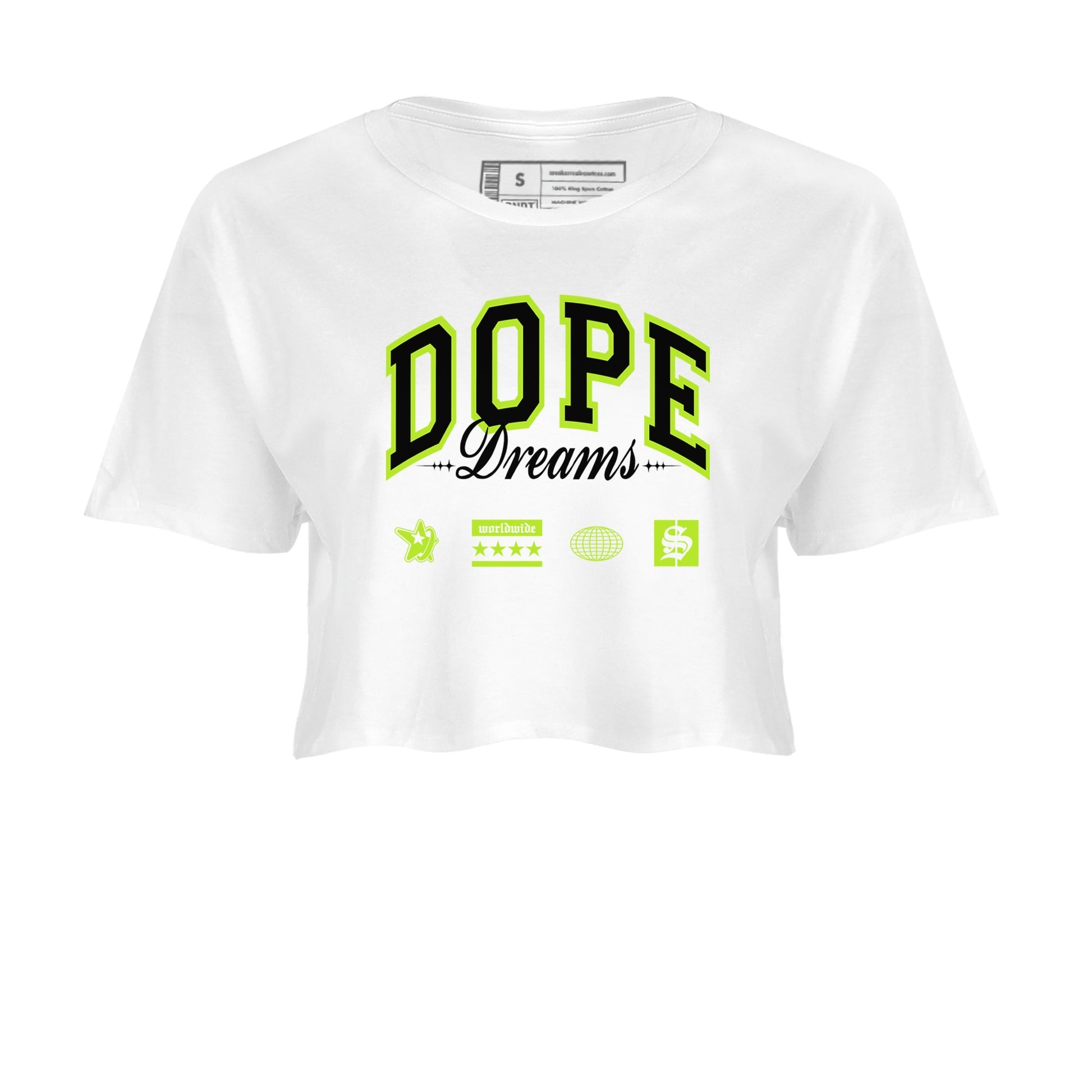 AF1 Volt shirts to match jordans Dope Dreams sneaker match tees Air Force 1 Volt match shoes to clothes SNRT Sneaker Tees unisex cotton White 2 crop tee