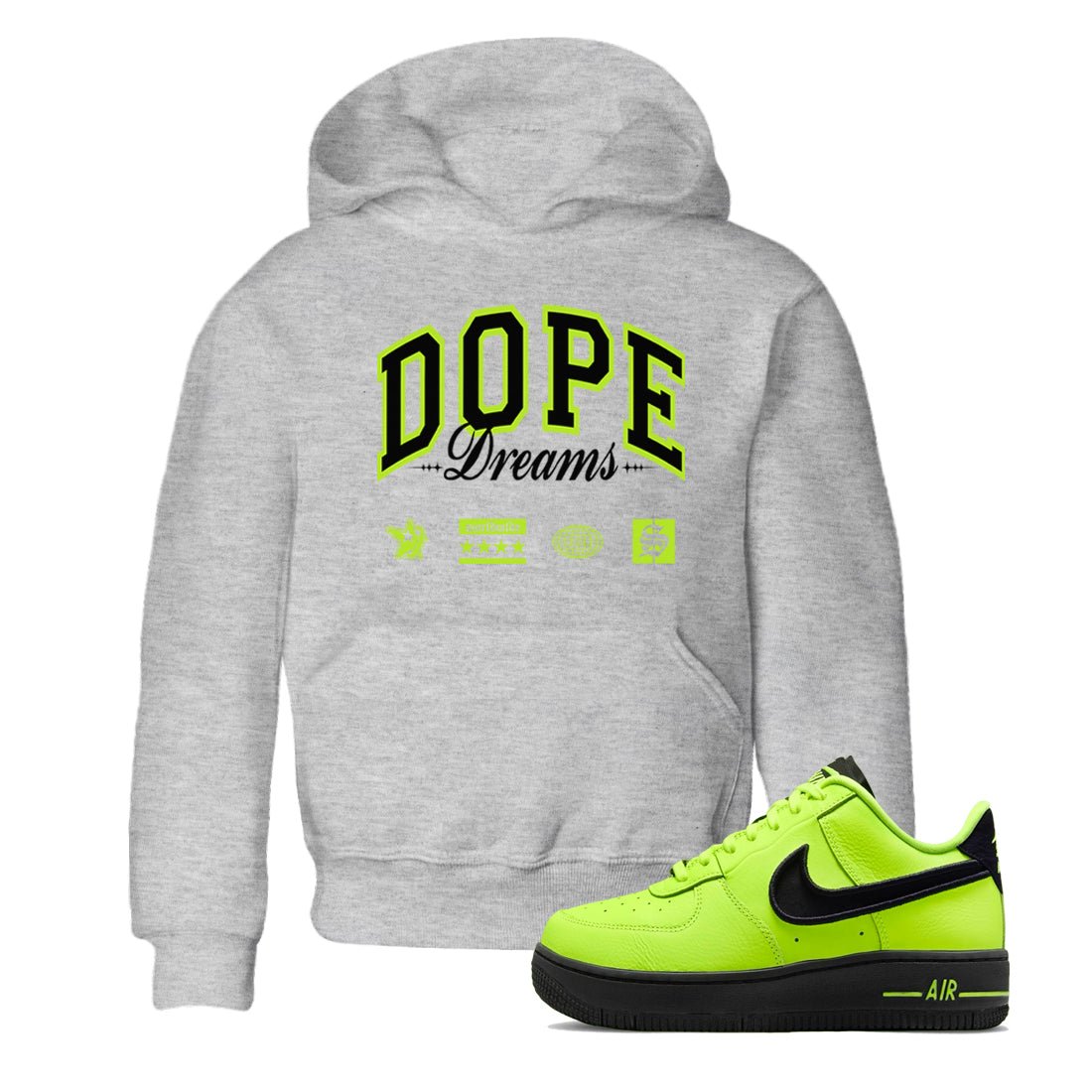 AF1 Volt shirts to match jordans Dope Dreams sneaker match tees Air Force 1 Volt match shoes to clothes SNRT Sneaker Tees Youth Baby Heather Grey 1 tee