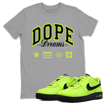 AF1 Volt shirts to match jordans Dope Dreams sneaker match tees Air Force 1 Volt match shoes to clothes SNRT Sneaker Tees unisex cotton Heather Grey 1 shirts