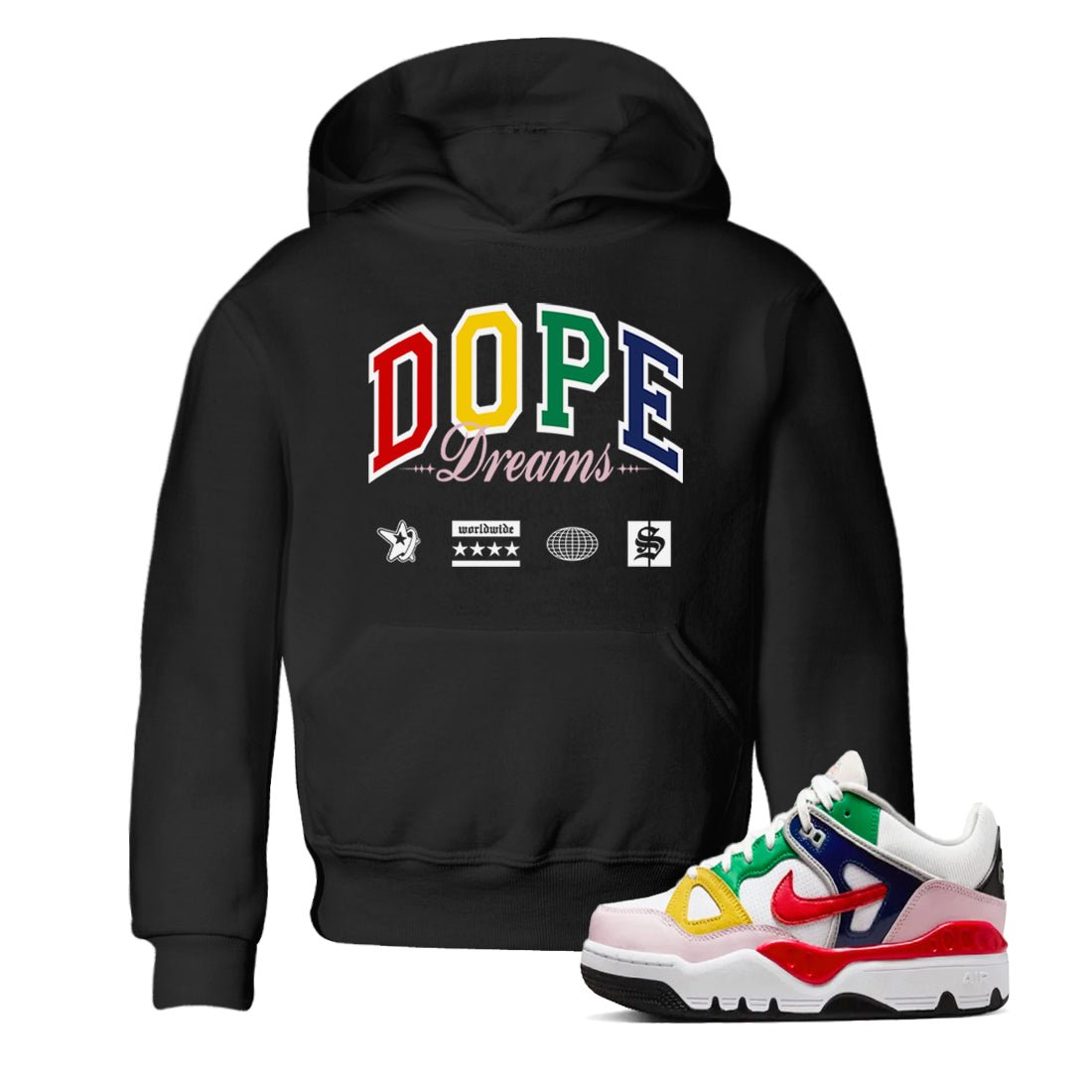 AF 3 Nigo shirtsto match jordans Dope Dreams sneaker match tees Air Force 3 Low x Nigo Blue Void and Tour Yellow match shoes to clothes SNRT Sneaker Tees Youth Baby Black 1 tee