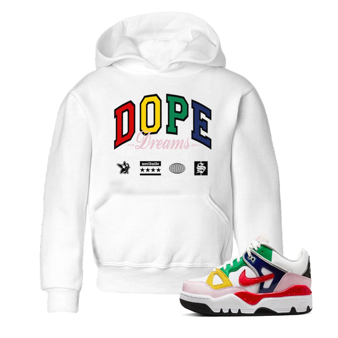 AF 3 Nigo shirtsto match jordans Dope Dreams sneaker match tees Air Force 3 Low x Nigo Blue Void and Tour Yellow match shoes to clothes SNRT Sneaker Tees Youth Baby White 1 tee