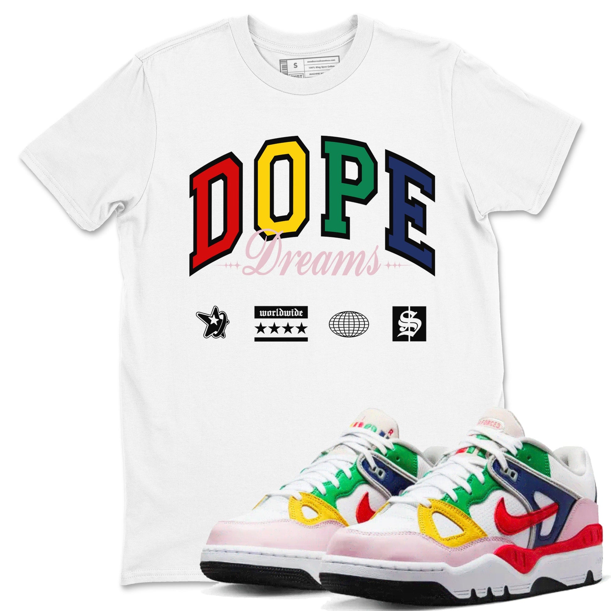 AF 3 Nigo shirtsto match jordans Dope Dreams sneaker match tees Air Force 3 Low x Nigo Blue Void and Tour Yellow match shoes to clothes SNRT Sneaker Tees unisex cotton White 1 shirts