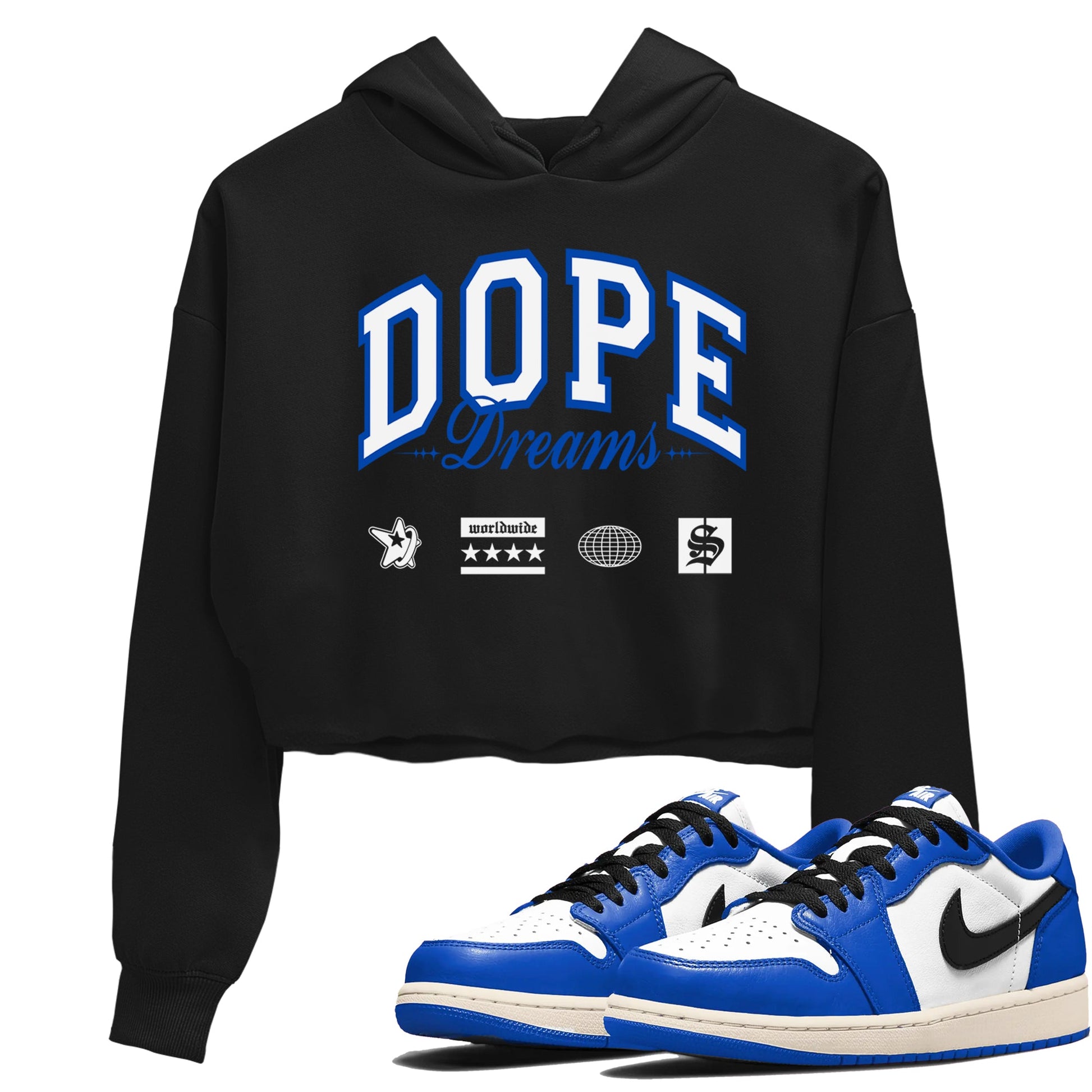 1s Game Royal shirts to match jordans Dope Dreams sneaker match tees Air Jordan 1 Game Royal SNRT Sneaker Release Tees unisex cotton Black 1 Crop Shirts