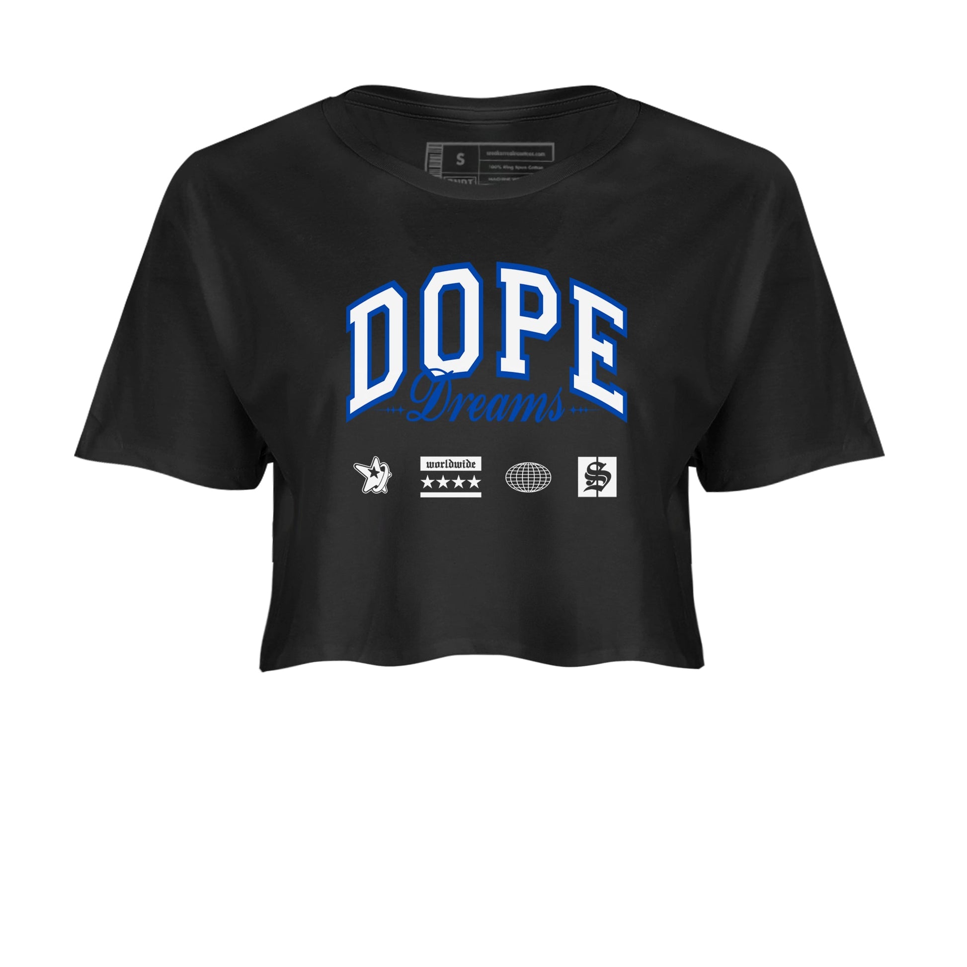 1s Game Royal shirts to match jordans Dope Dreams sneaker match tees Air Jordan 1 Game Royal SNRT Sneaker Release Tees unisex cotton Black 2 Crop Shirts