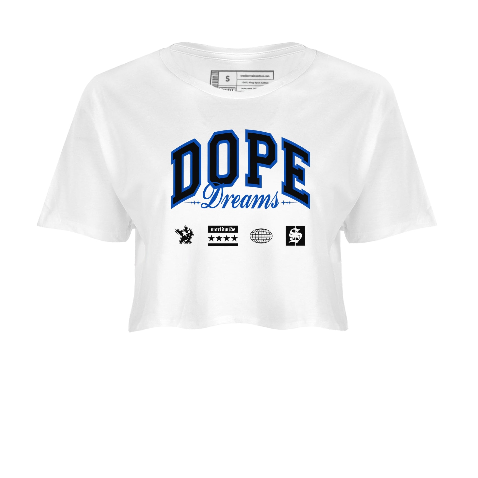 1s Game Royal shirts to match jordans Dope Dreams sneaker match tees Air Jordan 1 Game Royal SNRT Sneaker Release Tees unisex cotton White 2 Crop Shirts