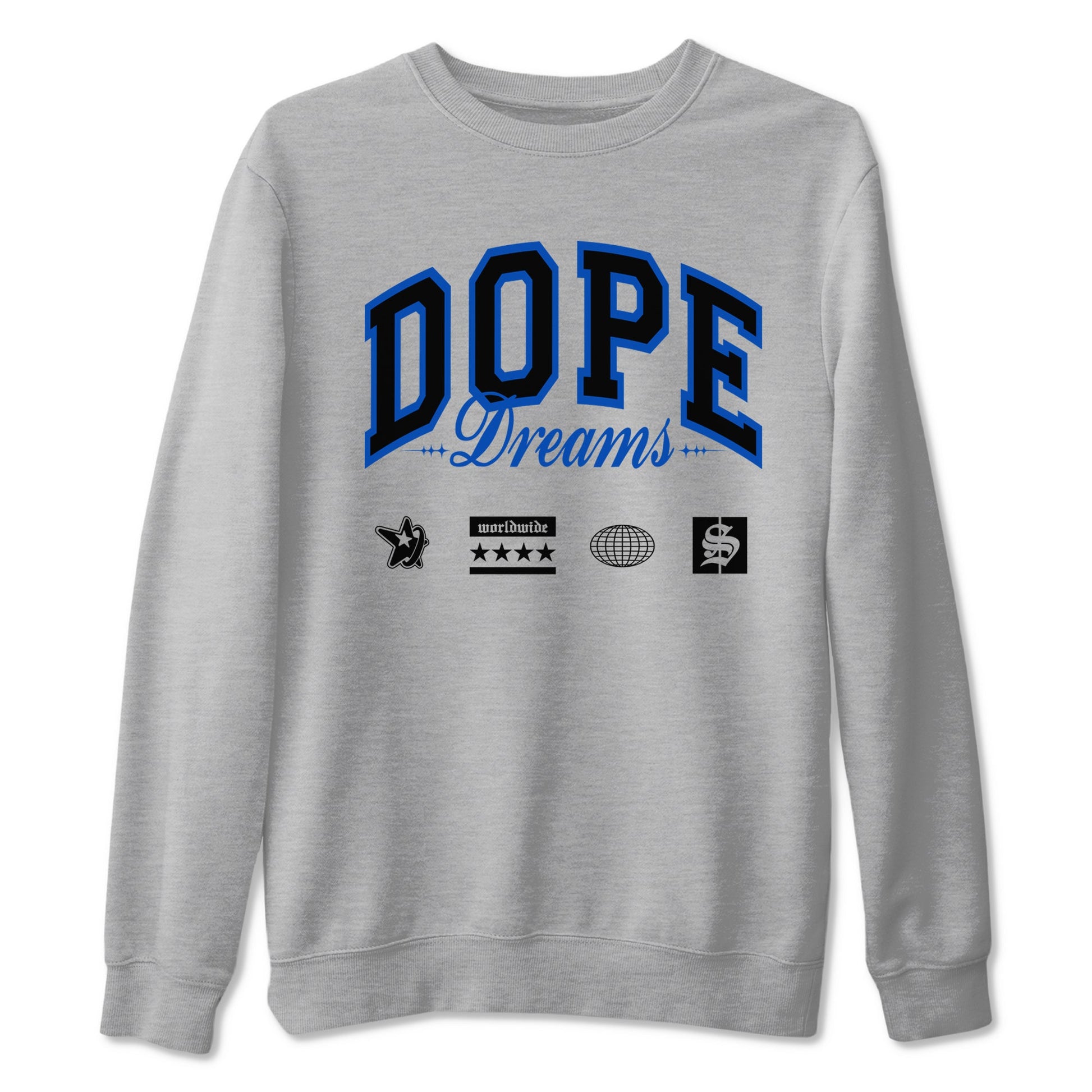 1s Game Royal shirts to match jordans Dope Dreams sneaker match tees Air Jordan 1 Game Royal SNRT Sneaker Release Tees unisex cotton Heather Grey 2 crew neck shirts