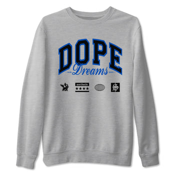 1s Game Royal shirts to match jordans Dope Dreams sneaker match tees Air Jordan 1 Game Royal SNRT Sneaker Release Tees unisex cotton Heather Grey 2 crew neck shirts
