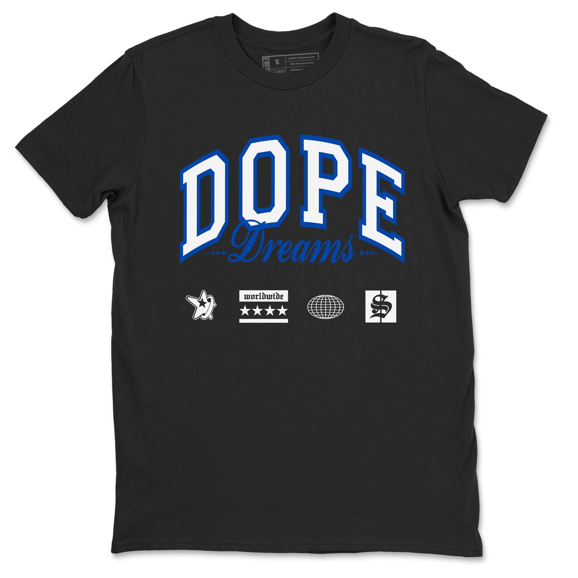 1s Game Royal shirts to match jordans Dope Dreams sneaker match tees Air Jordan 1 Game Royal SNRT Sneaker Release Tees unisex cotton Black 2 crew neck shirts