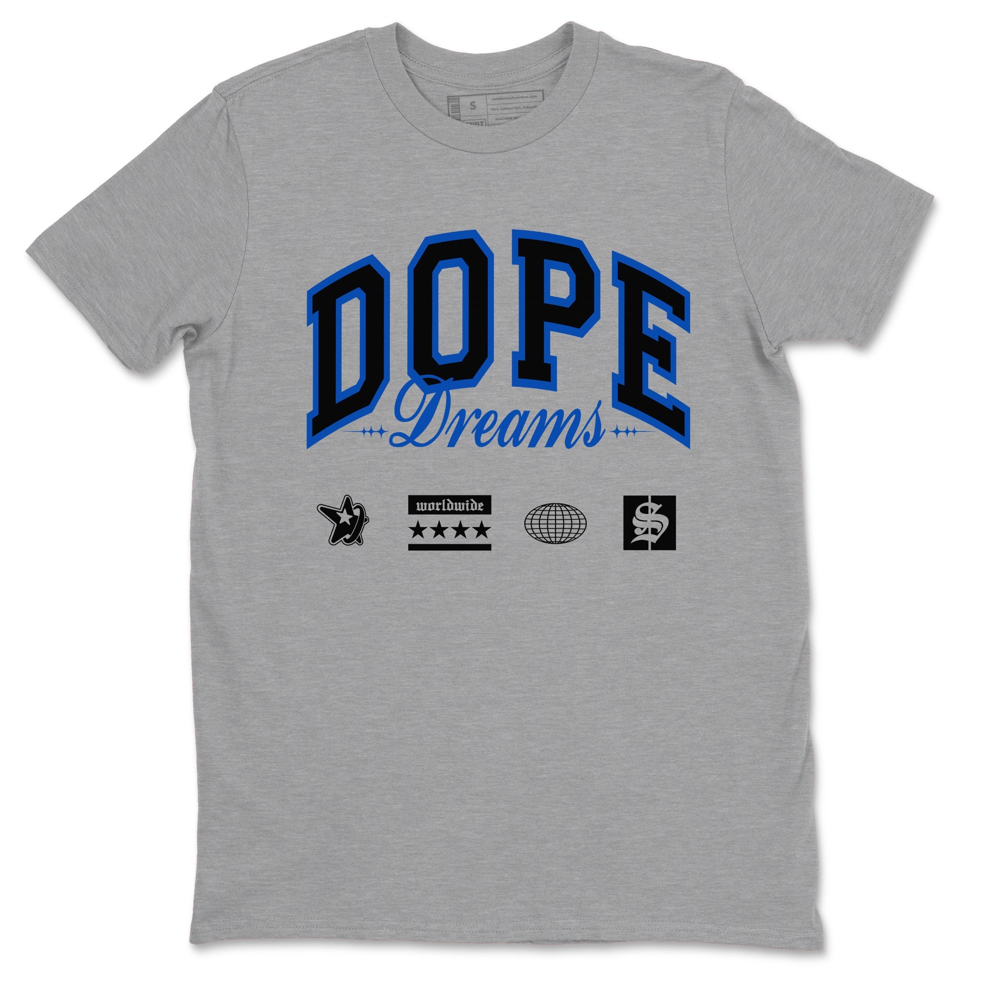 1s Game Royal shirts to match jordans Dope Dreams sneaker match tees Air Jordan 1 Game Royal SNRT Sneaker Release Tees unisex cotton Heather Grey 2 crew neck shirts