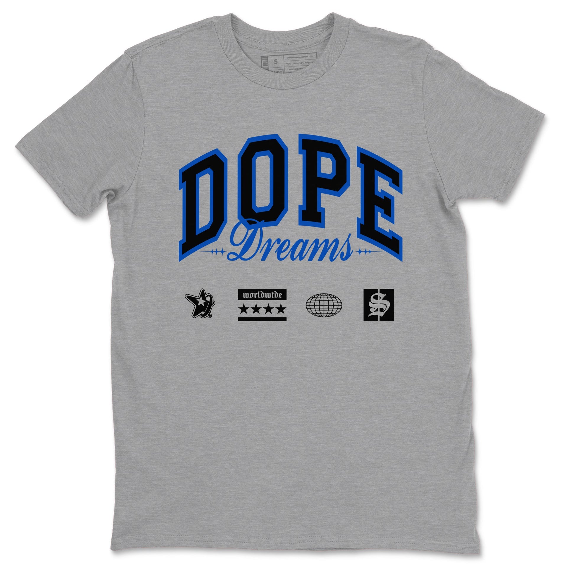 1s Game Royal shirts to match jordans Dope Dreams sneaker match tees Air Jordan 1 Game Royal SNRT Sneaker Release Tees unisex cotton Heather Grey 2 crew neck shirts
