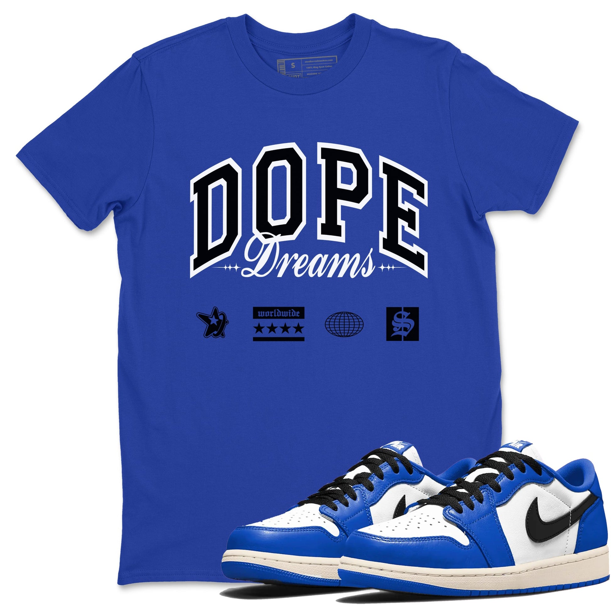 1s Game Royal shirts to match jordans Dope Dreams sneaker match tees Air Jordan 1 Game Royal SNRT Sneaker Release Tees unisex cotton Royal Blue 1 crew neck shirts