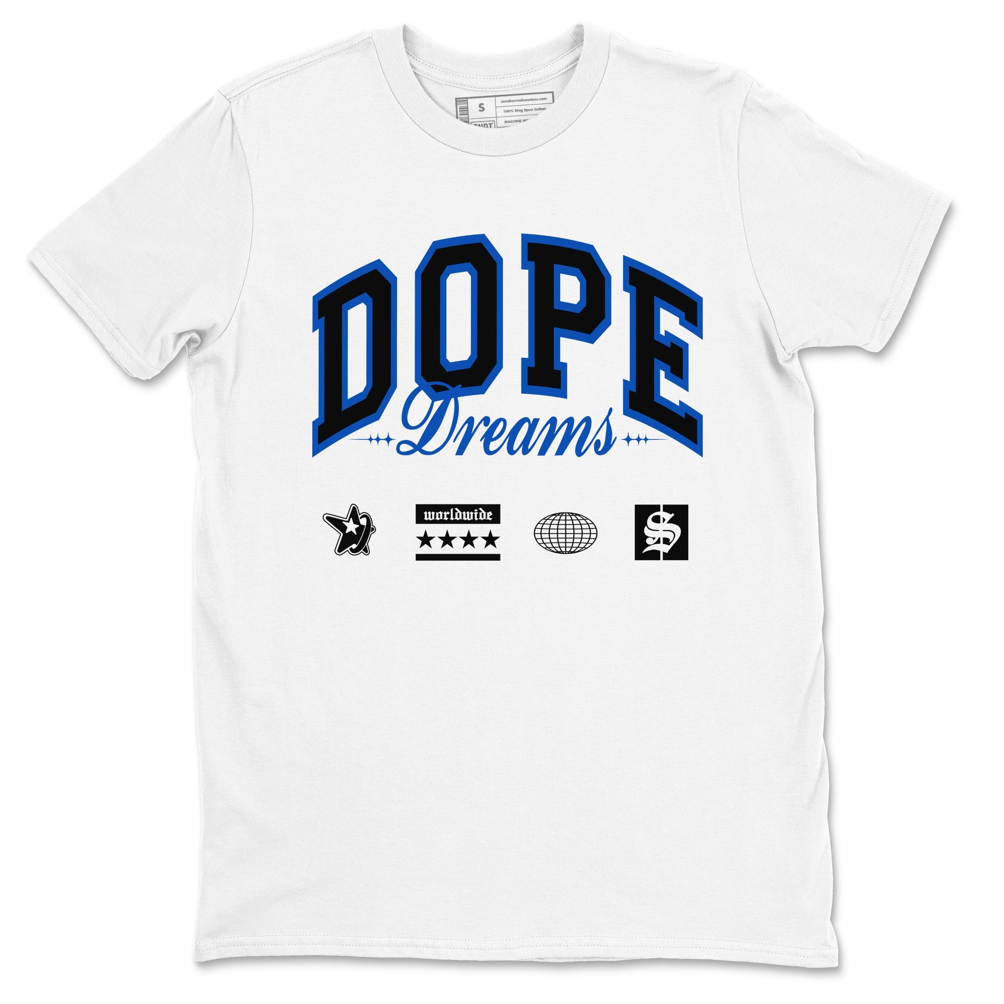 1s Game Royal shirts to match jordans Dope Dreams sneaker match tees Air Jordan 1 Game Royal SNRT Sneaker Release Tees unisex cotton White 2 crew neck shirts