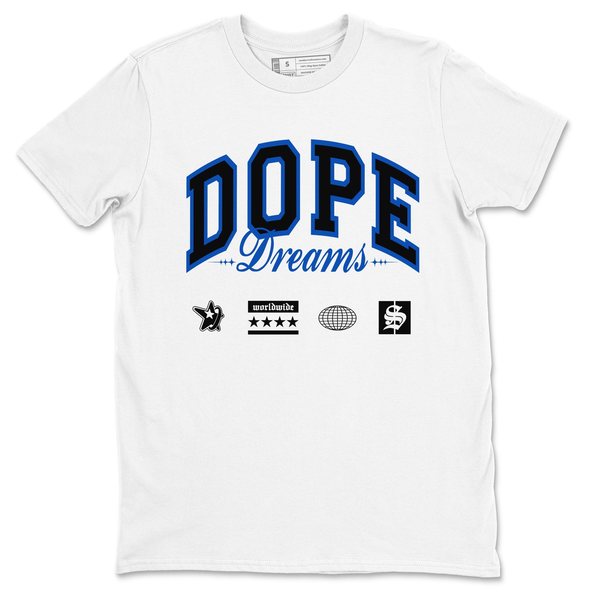 1s Game Royal shirts to match jordans Dope Dreams sneaker match tees Air Jordan 1 Game Royal SNRT Sneaker Release Tees unisex cotton White 2 crew neck shirts