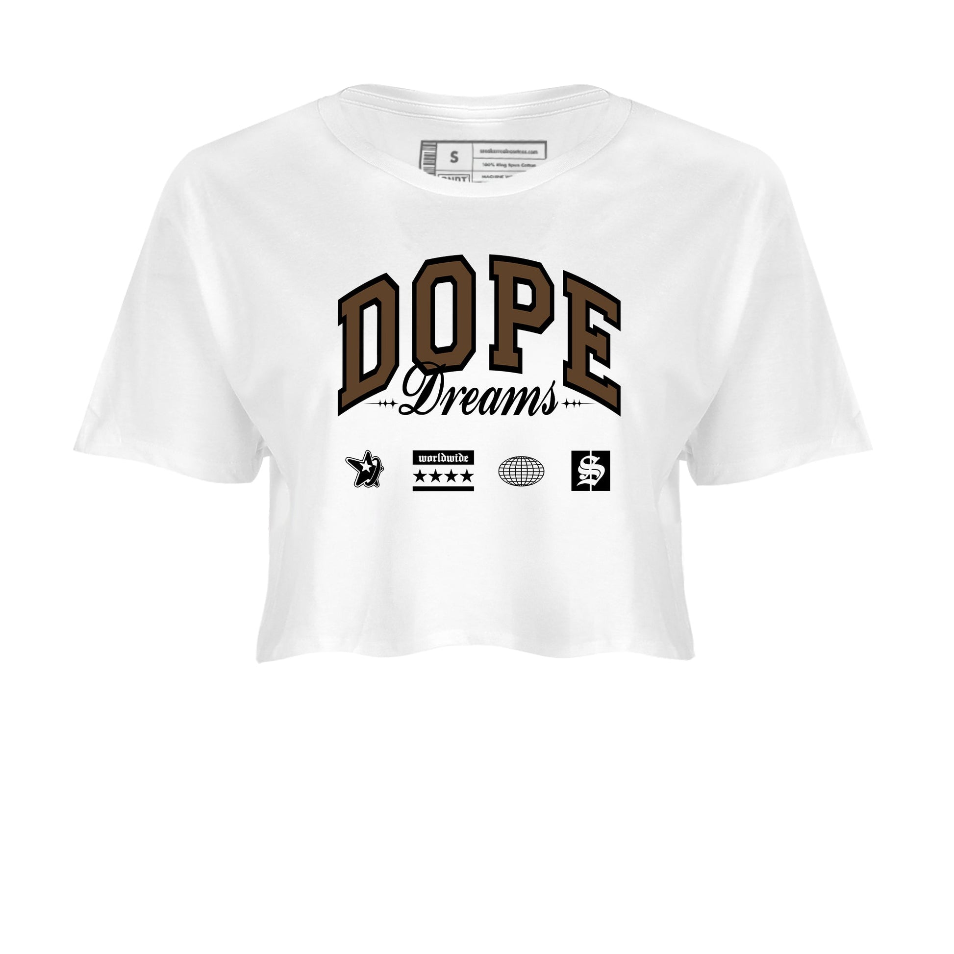 1s Mocha shirts to match jordans Dope Dreams sneaker match tees Air Jordan 1 Mocha match shoes to clothes SNRT Sneaker Tees unisex cotton White 2 crop tee