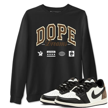 1s Mocha shirts to match jordans Dope Dreams sneaker match tees Air Jordan 1 Mocha match shoes to clothes SNRT Sneaker Tees unisex cotton Black 1 shirts
