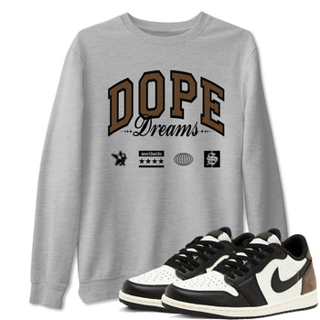 1s Mocha shirts to match jordans Dope Dreams sneaker match tees Air Jordan 1 Mocha match shoes to clothes SNRT Sneaker Tees unisex cotton Heather Grey 1 shirts