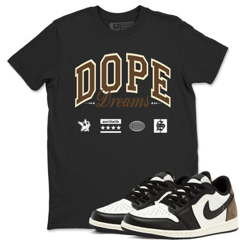 1s Mocha shirts to match jordans Dope Dreams sneaker match tees Air Jordan 1 Mocha match shoes to clothes SNRT Sneaker Tees unisex cotton Black 1 shirts