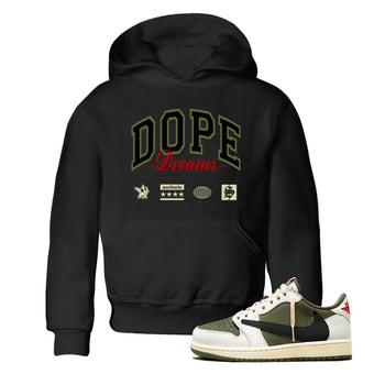 Jordan 1 Olive t shirts to match sneakers Dope Dreams sneaker match tees Air Jordan 1 Low x Travis Scott Reverse Olive tee SNRT Sneaker Tees Youth Baby Black 1 tee