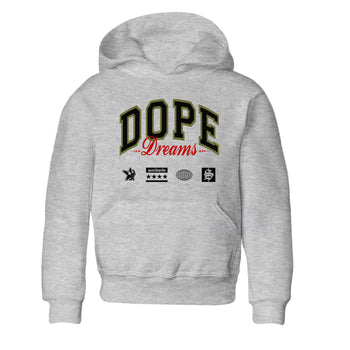 Jordan 1 Olive t shirts to match sneakers Dope Dreams sneaker match tees Air Jordan 1 Low x Travis Scott Reverse Olive tee SNRT Sneaker Tees Youth Baby Heather Grey 2 tee