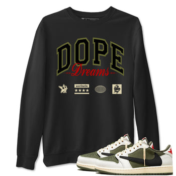 Jordan 1 Olive t shirts to match sneakers Dope Dreams sneaker match tees Air Jordan 1 Low x Travis Scott Reverse Olive tee SNRT Sneaker Tees unisex cotton Black 1 shirts