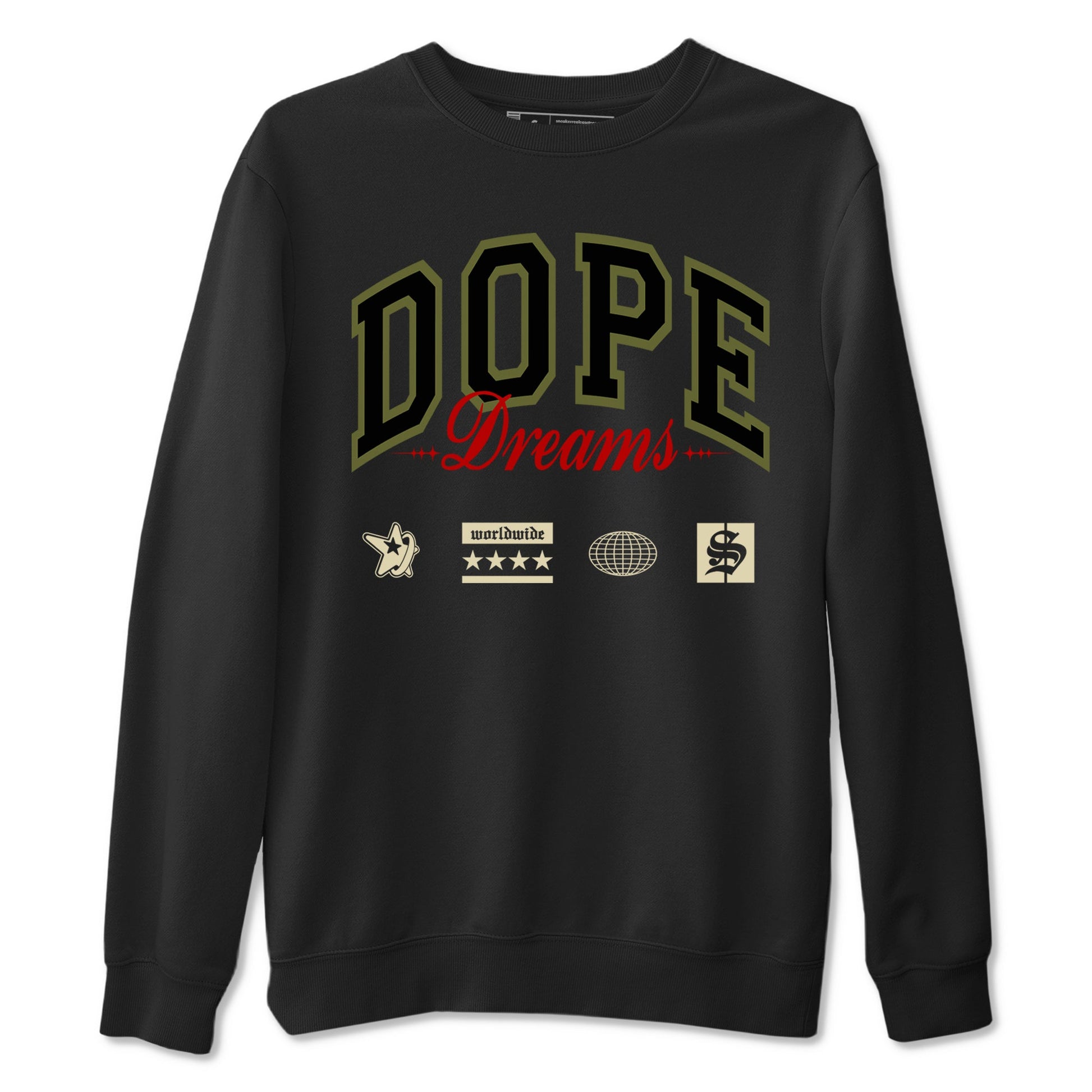 Jordan 1 Olive t shirts to match sneakers Dope Dreams sneaker match tees Air Jordan 1 Low x Travis Scott Reverse Olive tee SNRT Sneaker Tees unisex cotton Black 2 shirts