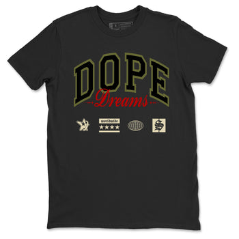Jordan 1 Olive t shirts to match sneakers Dope Dreams sneaker match tees Air Jordan 1 Low x Travis Scott Reverse Olive tee SNRT Sneaker Tees unisex cotton Black 2 shirts