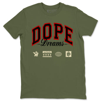 Jordan 1 Olive t shirts to match sneakers Dope Dreams sneaker match tees Air Jordan 1 Low x Travis Scott Reverse Olive tee SNRT Sneaker Tees unisex cotton Military Green 2 shirts