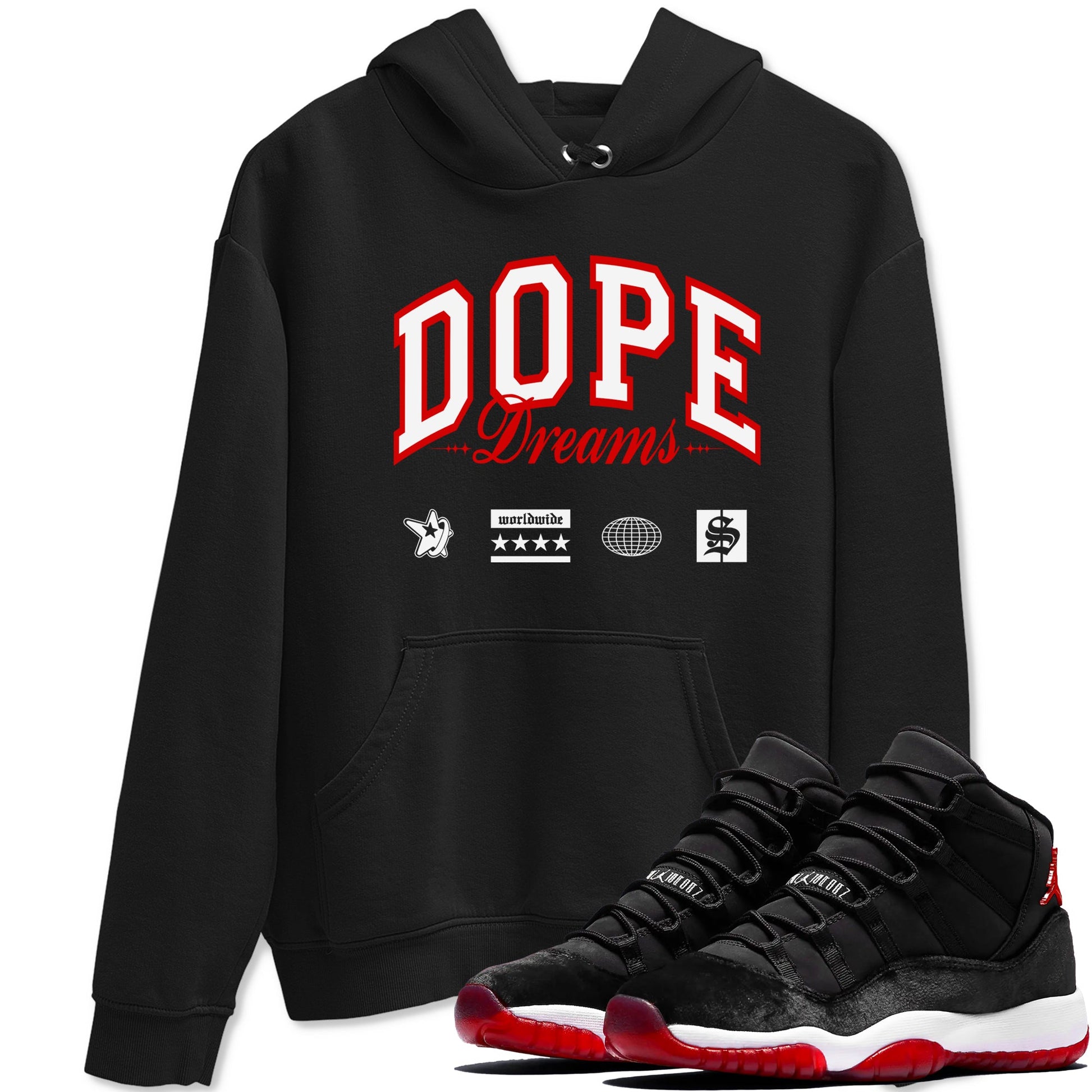 11s Bred Velvet shirts to match jordans Dope Dreams sneaker match tees Air Jordan 11 Bred Velvet SNRT Sneaker Release Tees unisex cotton Black 1 crew neck shirts